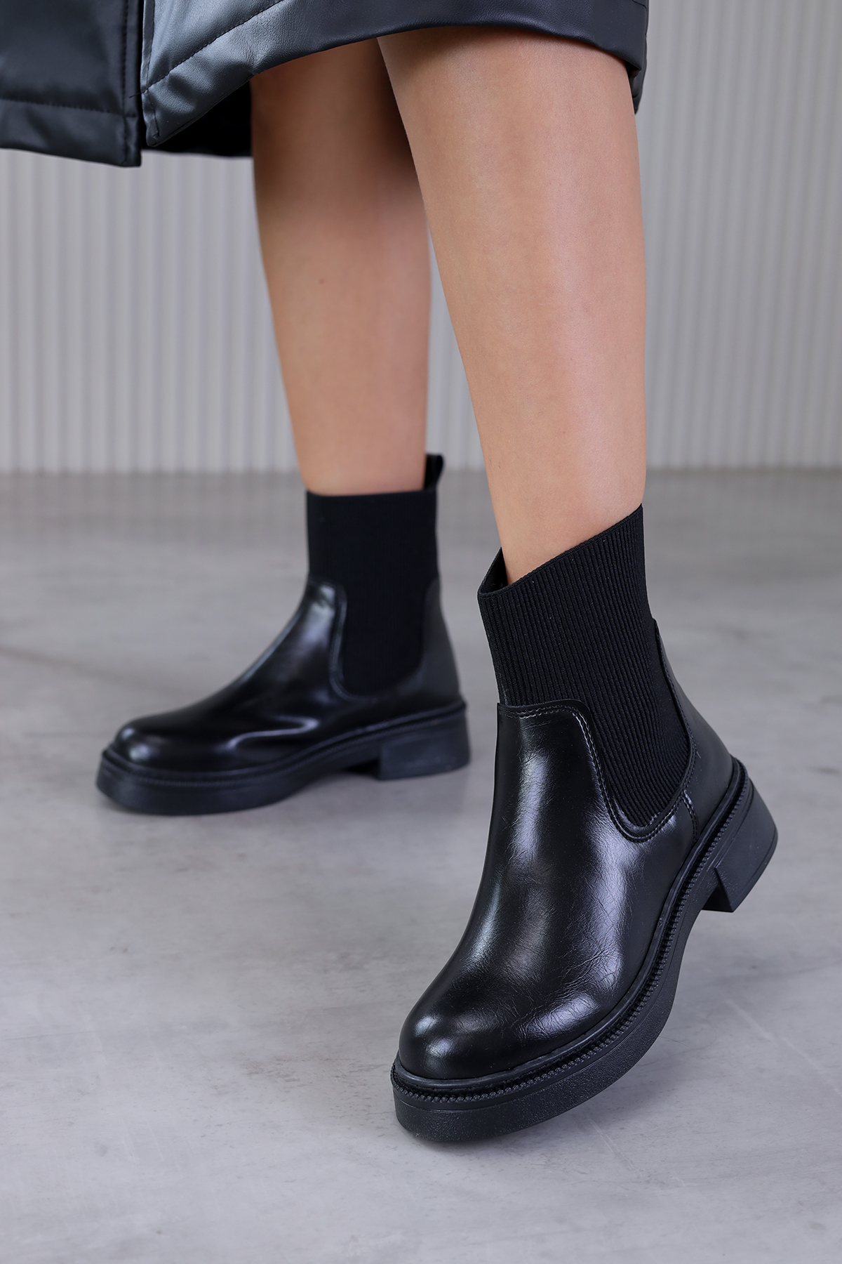 na1004  model 3 cm topuklu yeni sezon bot post SIYAH