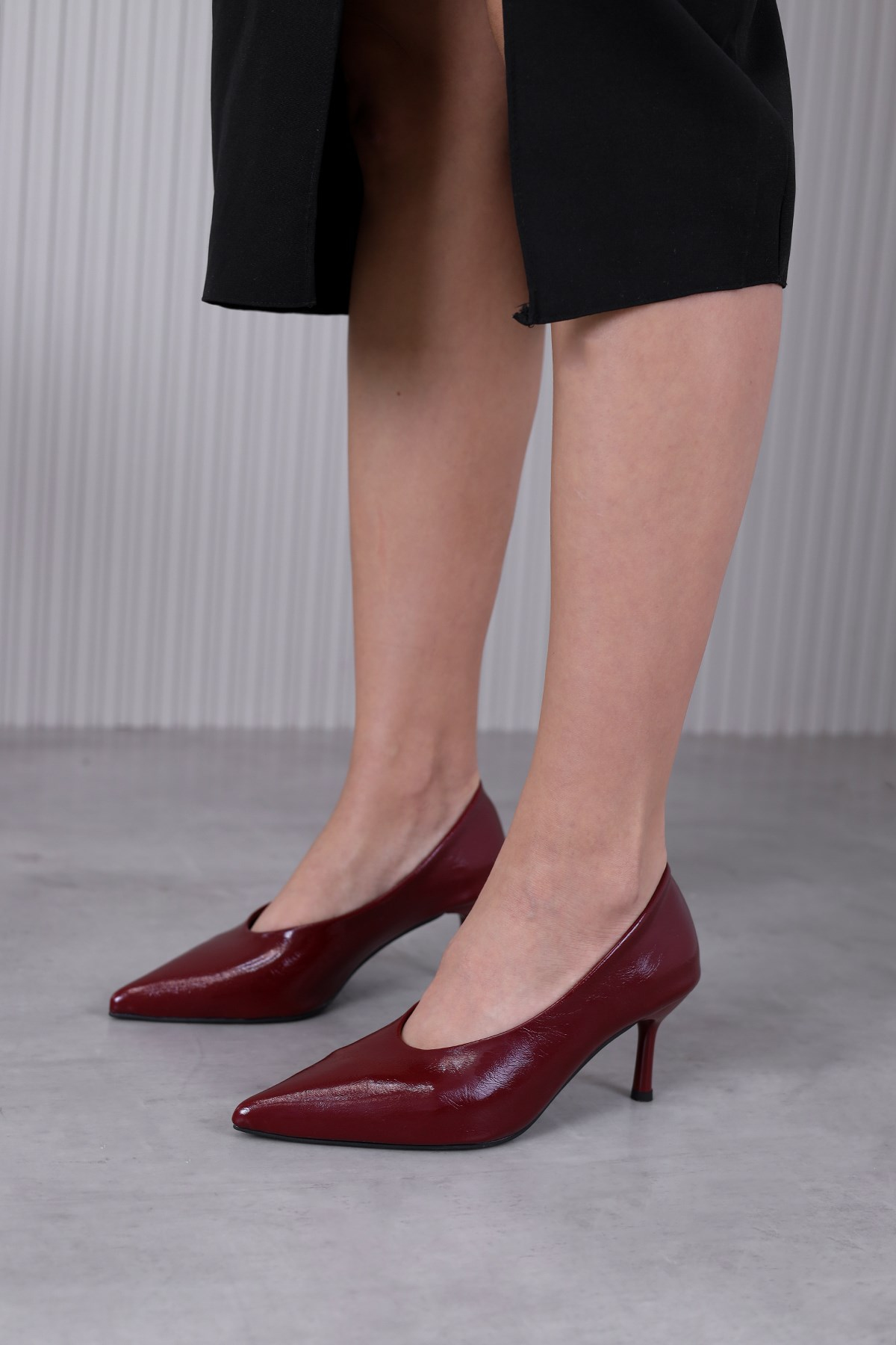 na260 model 5 cm topuklu yeni sezon stiletto topuklu ayakakbı BORDO