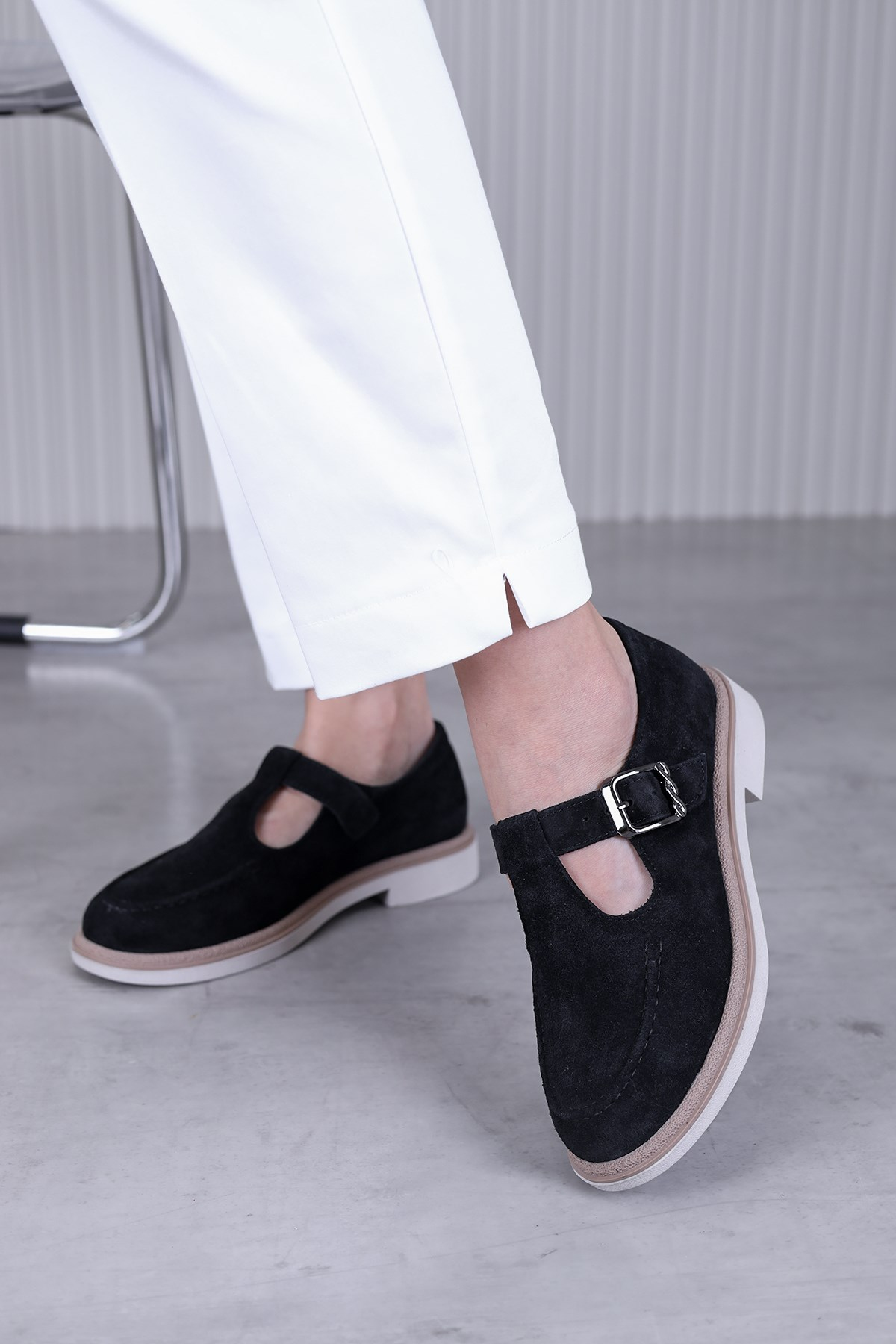 nomi model 3 cm tabanlı yeni sezon babet loafer SIY.SUET