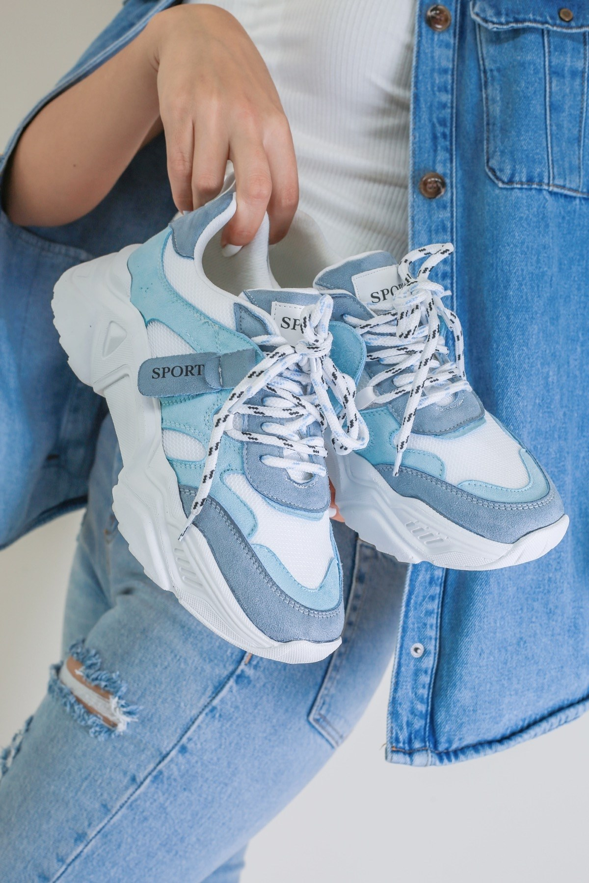 Owen Model 5 Cm Tabanli Yeni Sezon Sneakers Spor Ayakabi Bey.mavi