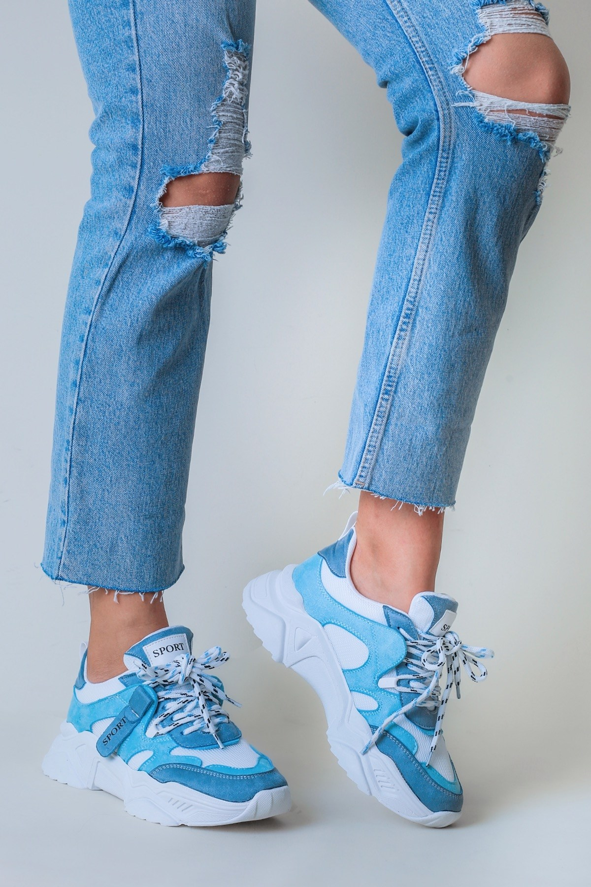 Owen Model 5 Cm Tabanli Yeni Sezon Sneakers Spor Ayakabi Bey.mavi