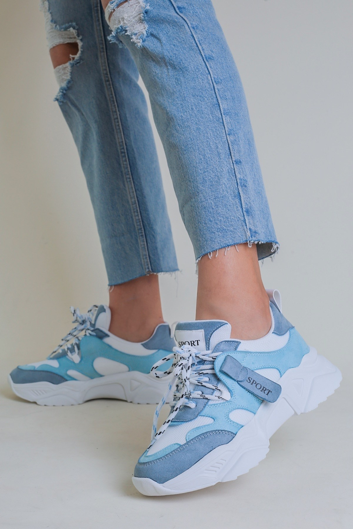 Owen Model 5 Cm Tabanli Yeni Sezon Sneakers Spor Ayakabi Bey.mavi