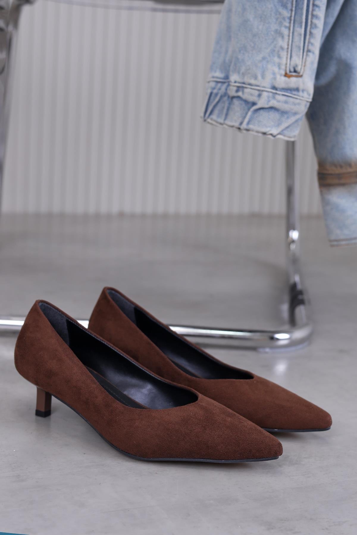 p923 model 3 cm topuklu yei sezon topuklu ayakkabı stiletto KAH.SUET