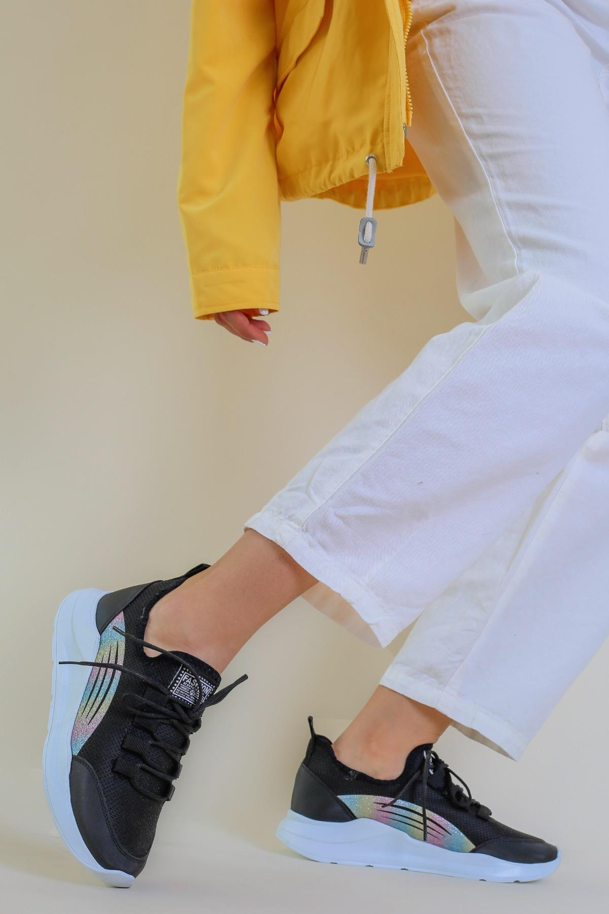 Paula Model Yeni Sezon Sneaker Spor Ayakkabi Siyah