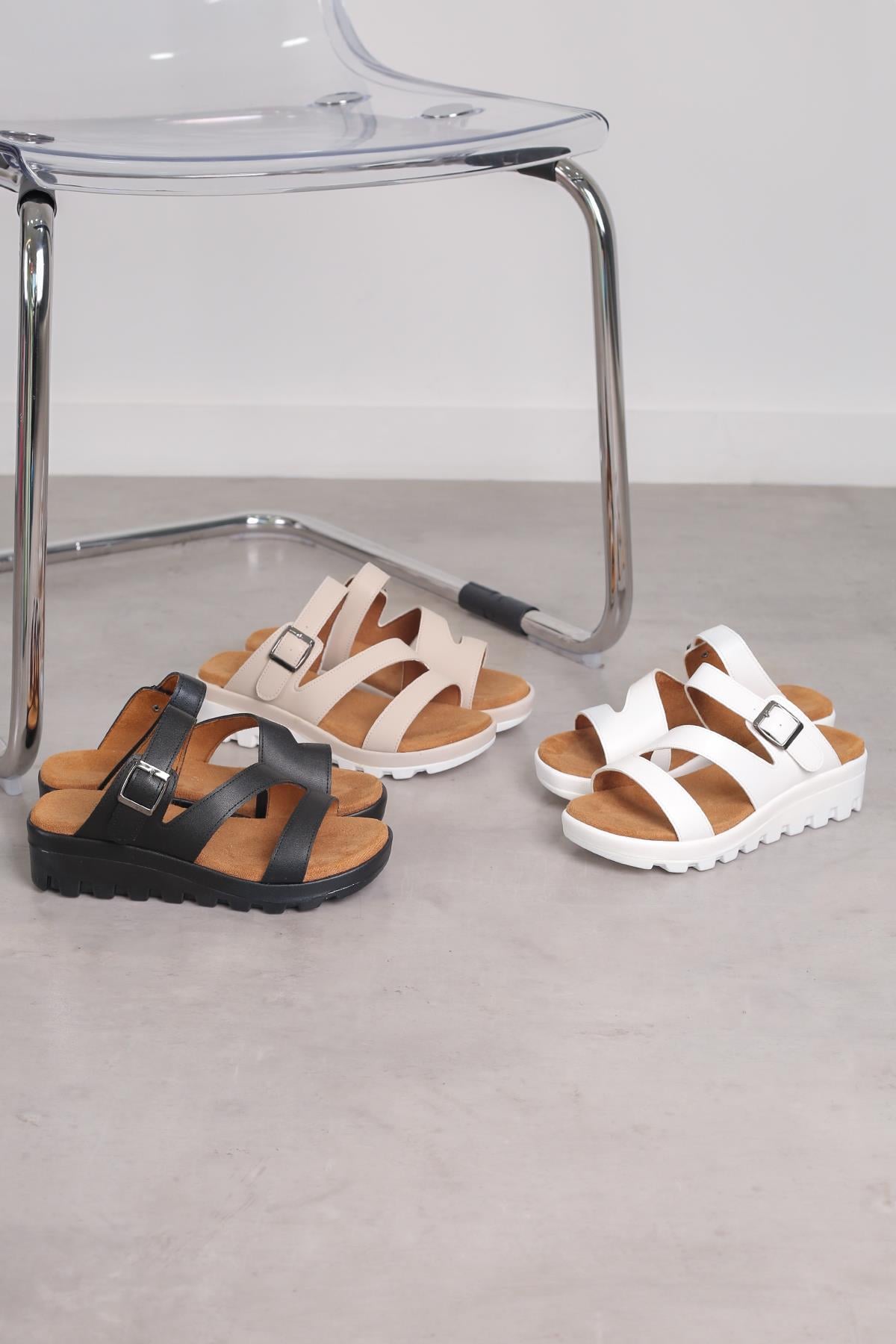 PELİN MODEL 3 CM TABANLI ÇAPRAZ BANTLI TERLİK TEN