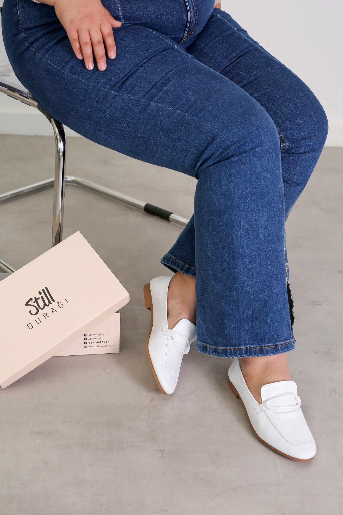 PİLLOW MODEL GERÇEK ORJİNAL DERİ BABET LOAFER BEYAZ