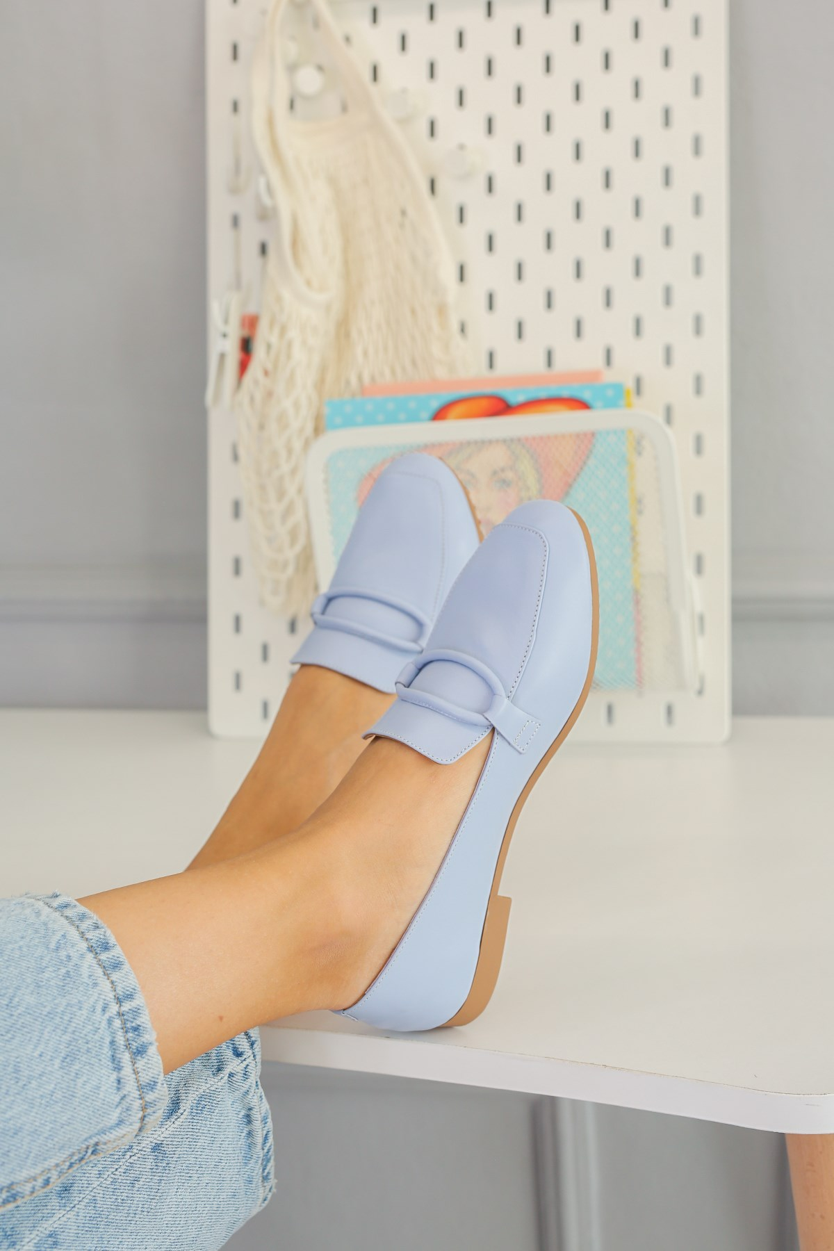 PİLLOW MODEL GERÇEK ORJİNAL DERİ BABET LOAFER BEBE.MAVI