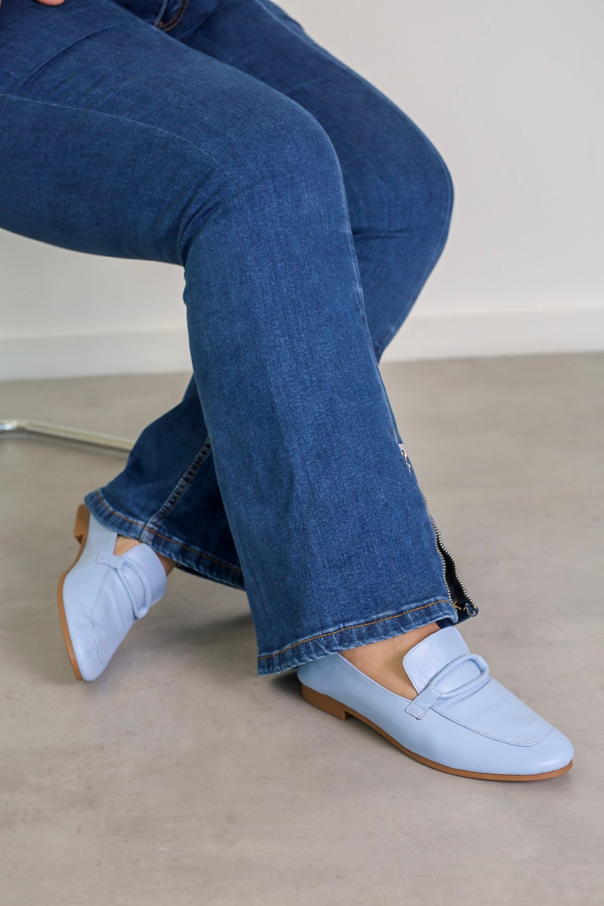 PİLLOW MODEL GERÇEK ORJİNAL DERİ BABET LOAFER BEBE.MAVI