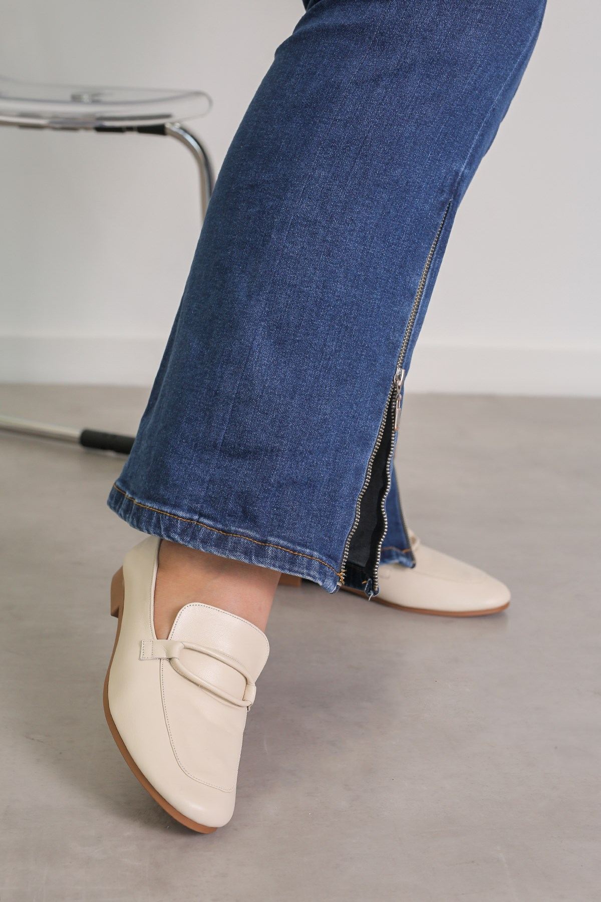 PİLLOW MODEL GERÇEK ORJİNAL DERİ BABET LOAFER TEN