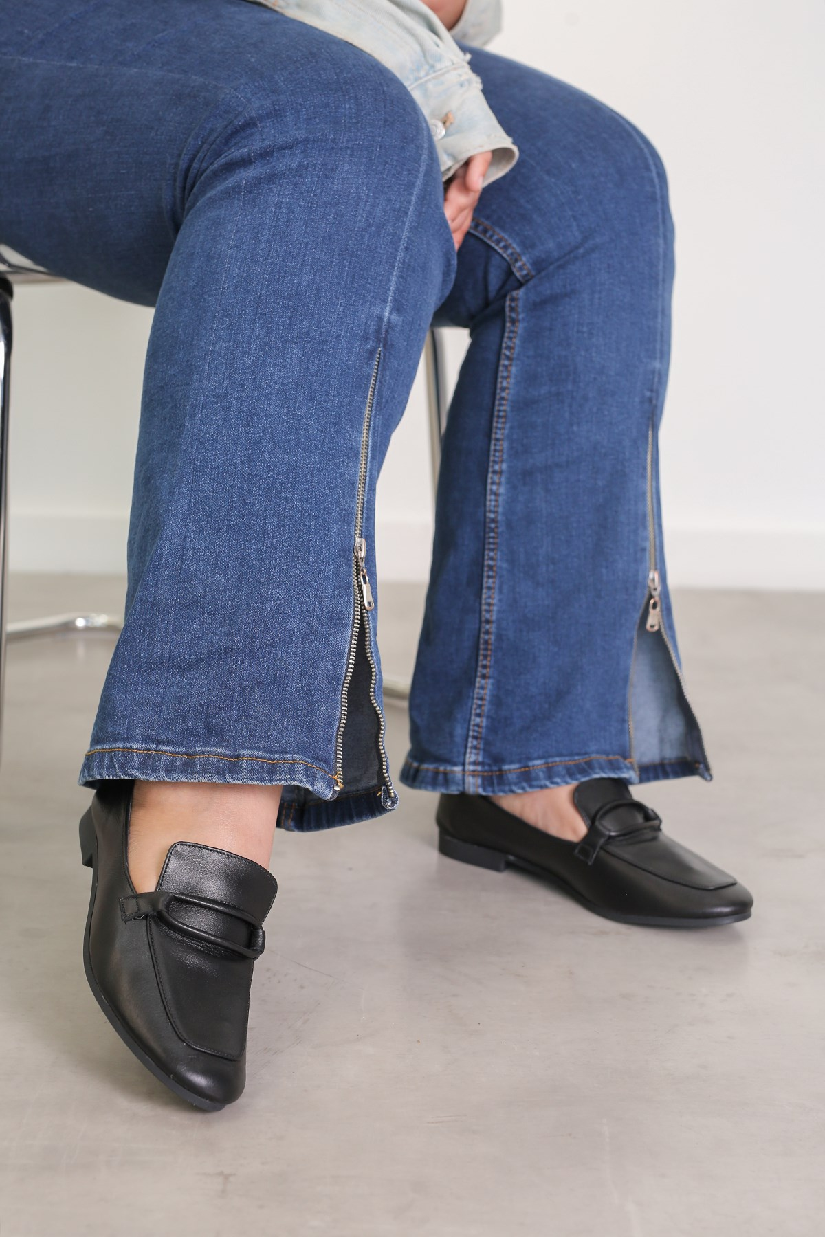 PİLLOW MODEL GERÇEK ORJİNAL DERİ BABET LOAFER SIYAH