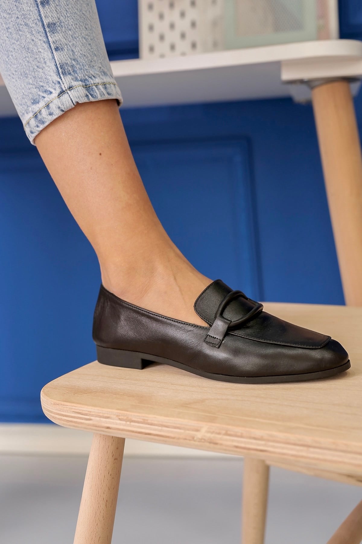 PİLLOW MODEL GERÇEK ORJİNAL DERİ BABET LOAFER SIYAH