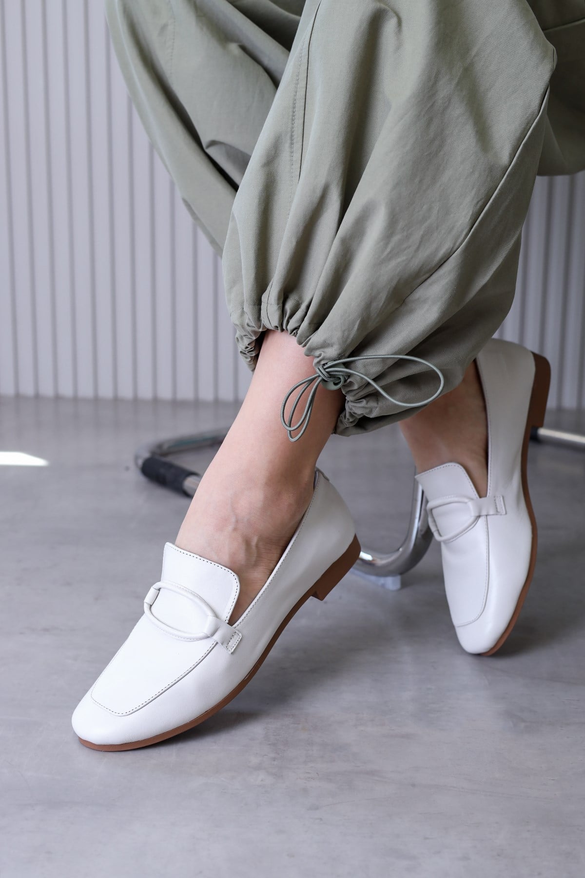 PİLLOW MODEL GERÇEK ORJİNAL DERİ BABET LOAFER BEYAZ