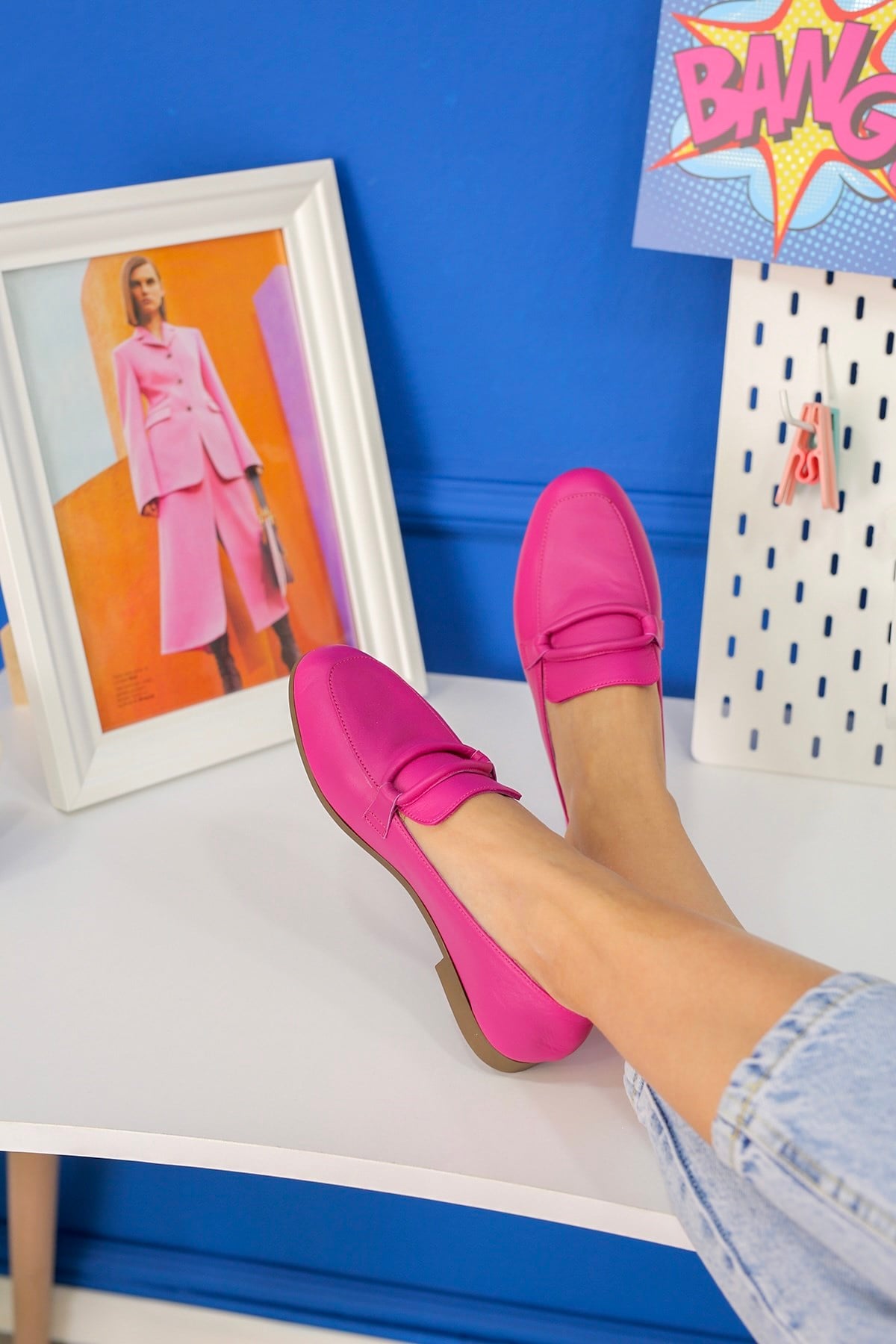 PİLLOW MODEL GERÇEK ORJİNAL DERİ BABET LOAFER FUSYA