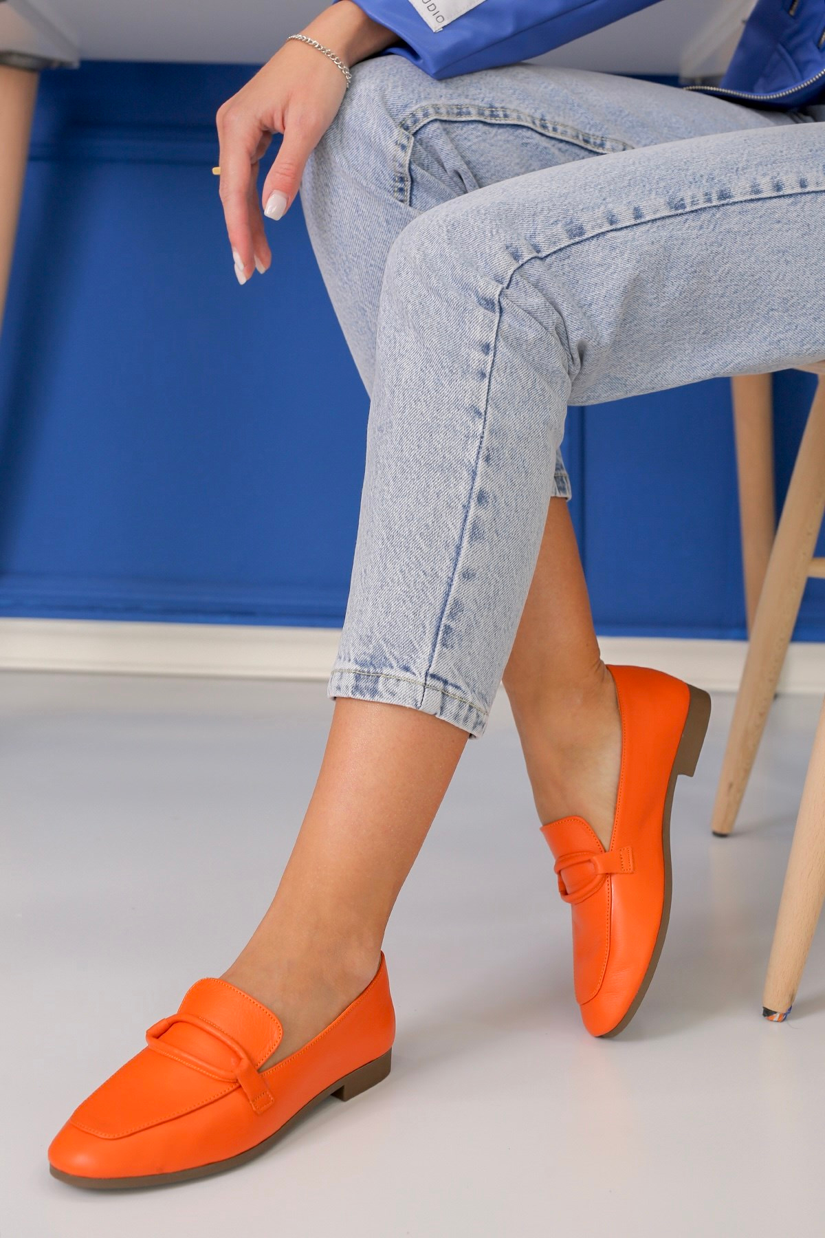PİLLOW MODEL GERÇEK ORJİNAL DERİ BABET LOAFER ORANJ