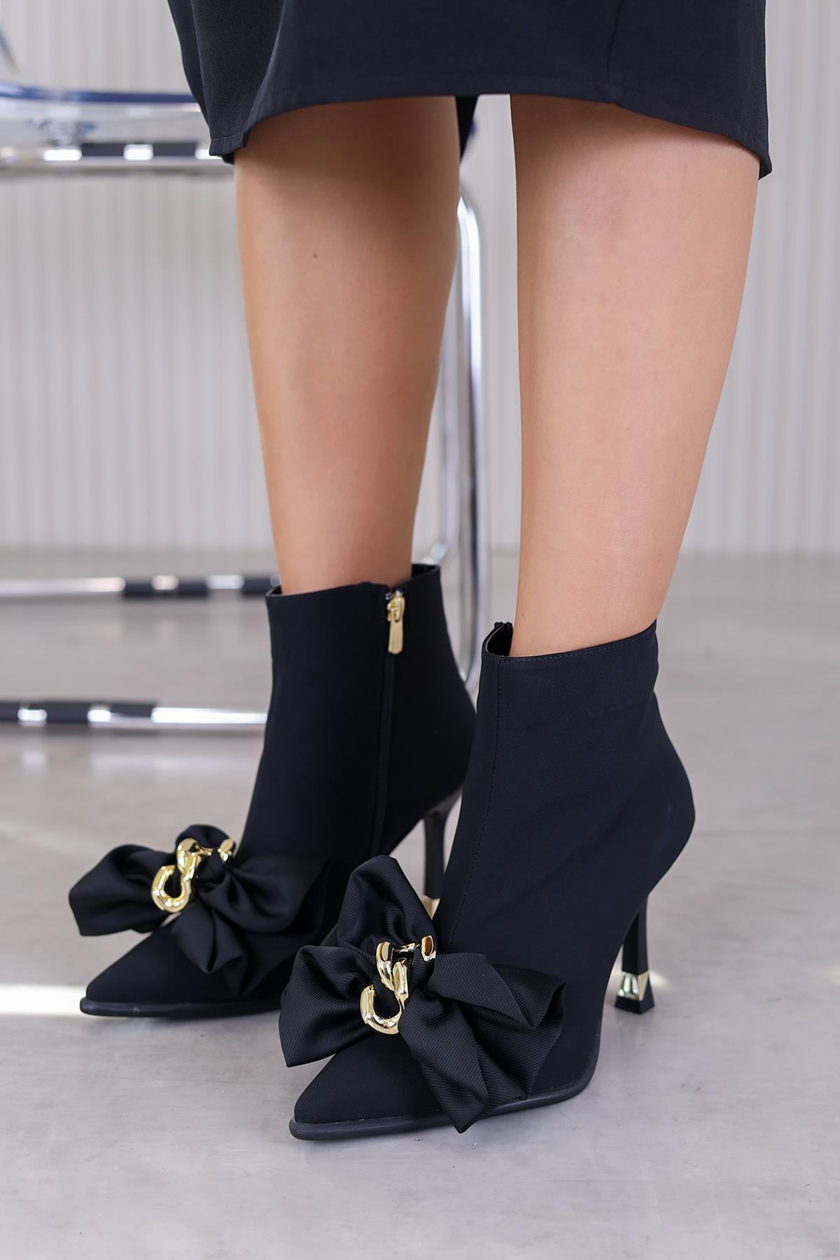 pm2010  model 8  cm topuklu yeni sezon kısa bot SIY.SATEN