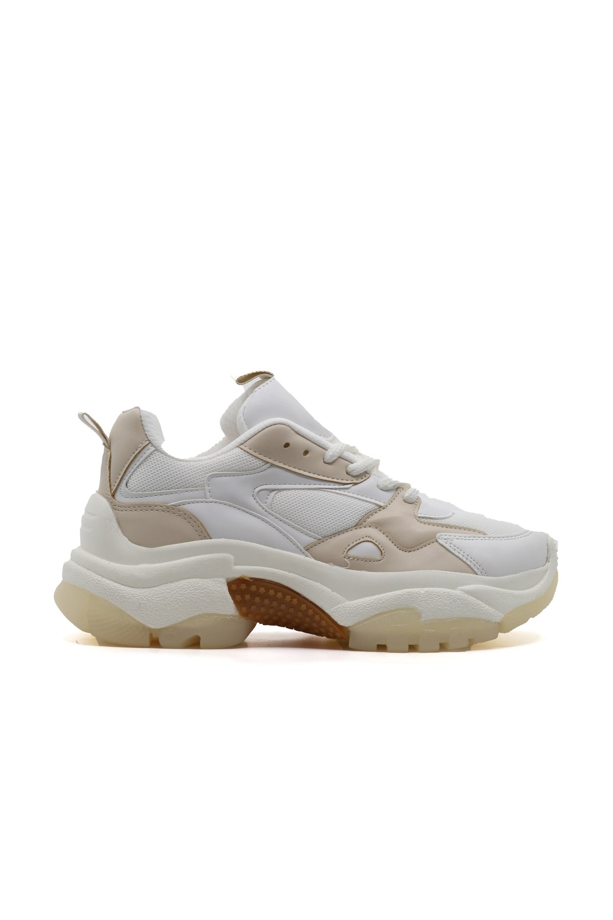Poti̇n 5 Cm Tabanli Yeni̇ Sezon Sneakers Spor Ayakkabi Bey.bej
