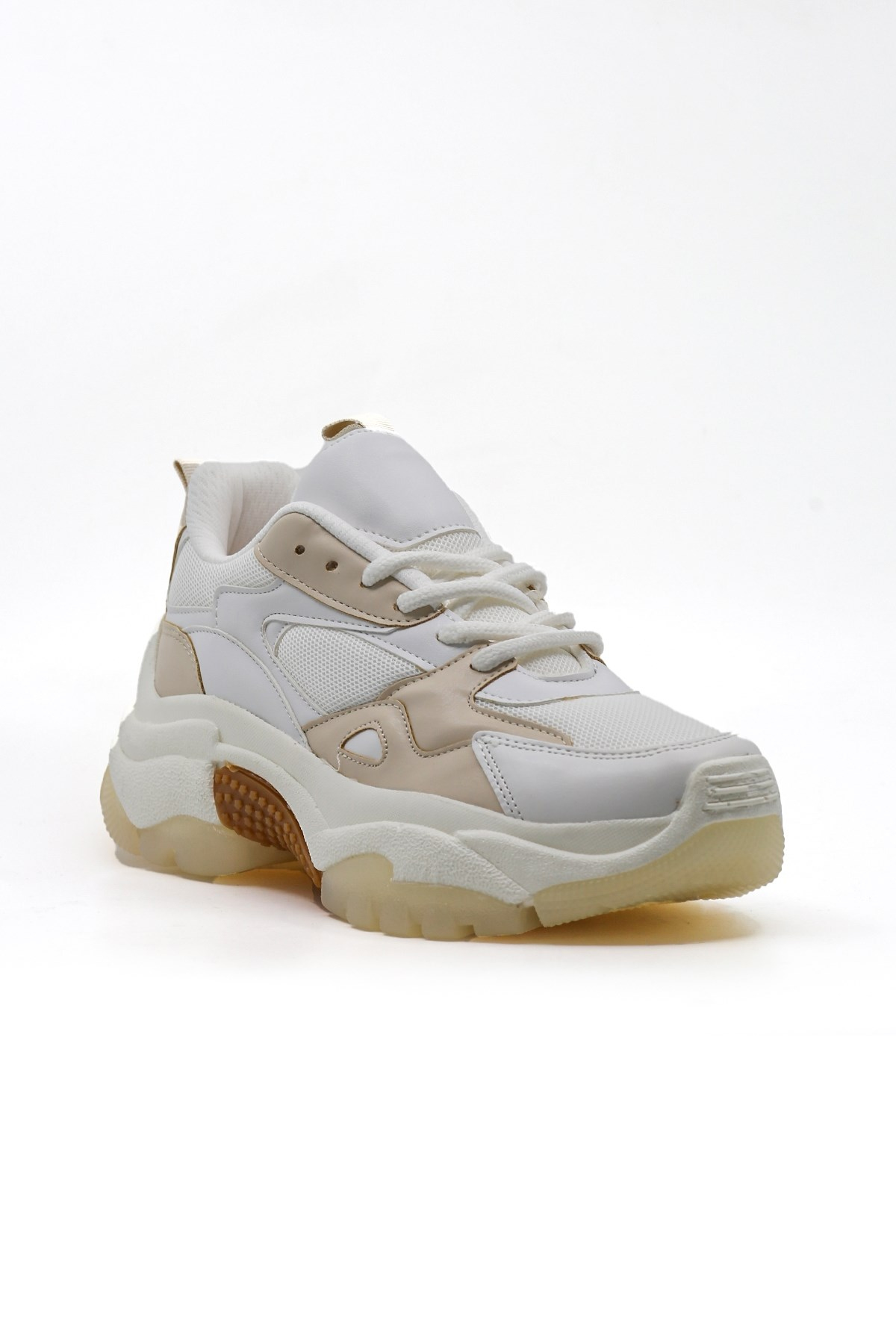 Poti̇n 5 Cm Tabanli Yeni̇ Sezon Sneakers Spor Ayakkabi Bey.bej
