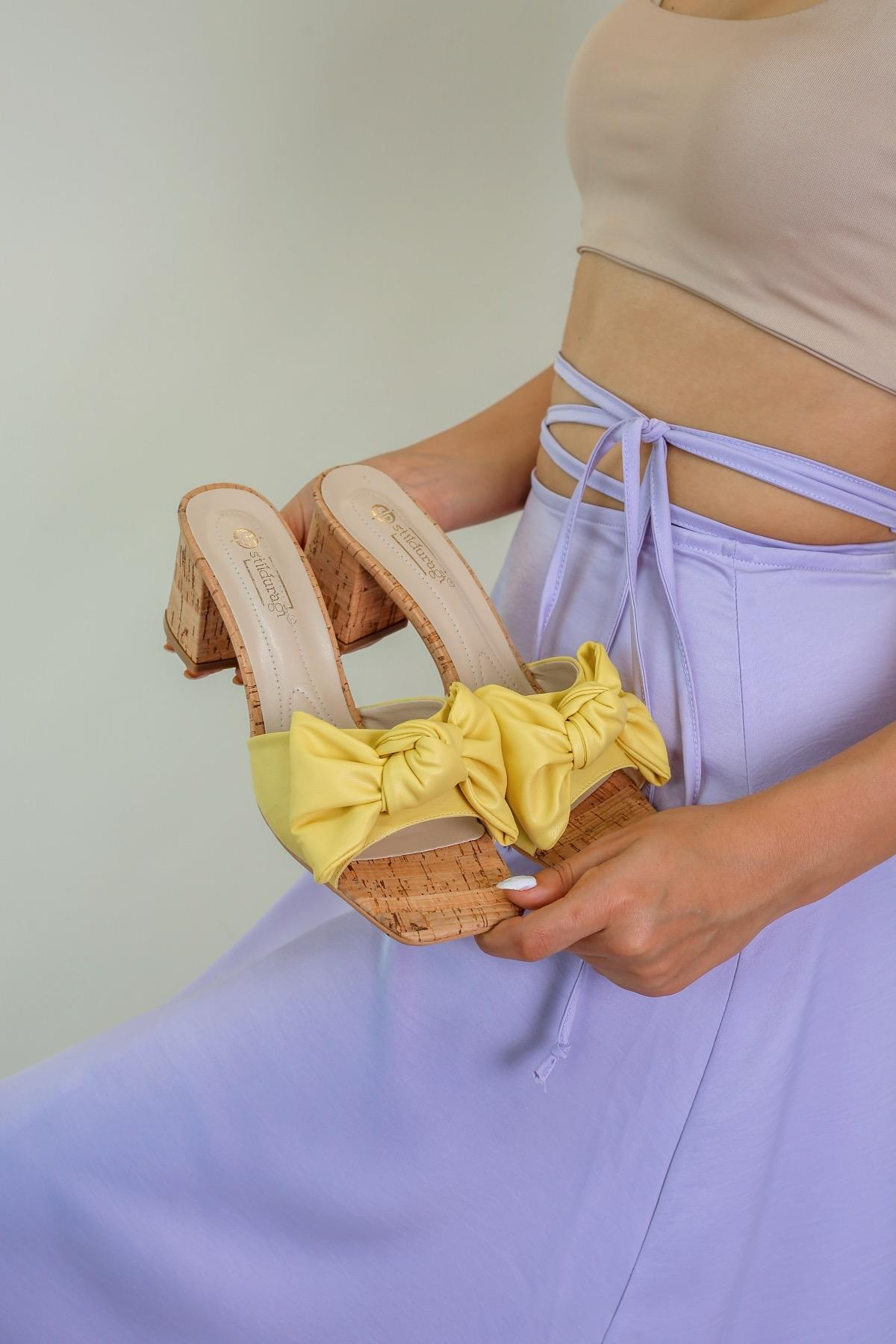 Sarah Model 5 Cm Topuklu Yeni Sezon Terlik Sari