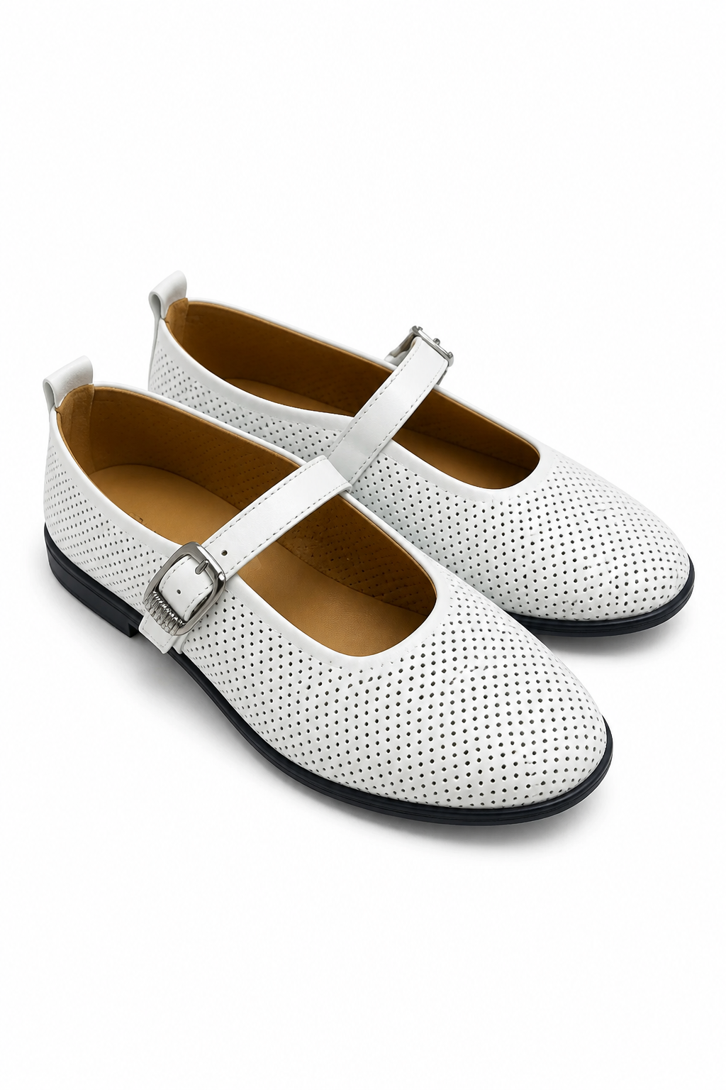 Simba model 2 cm tabanlı orjinal deri  babet loafer BEYAZ