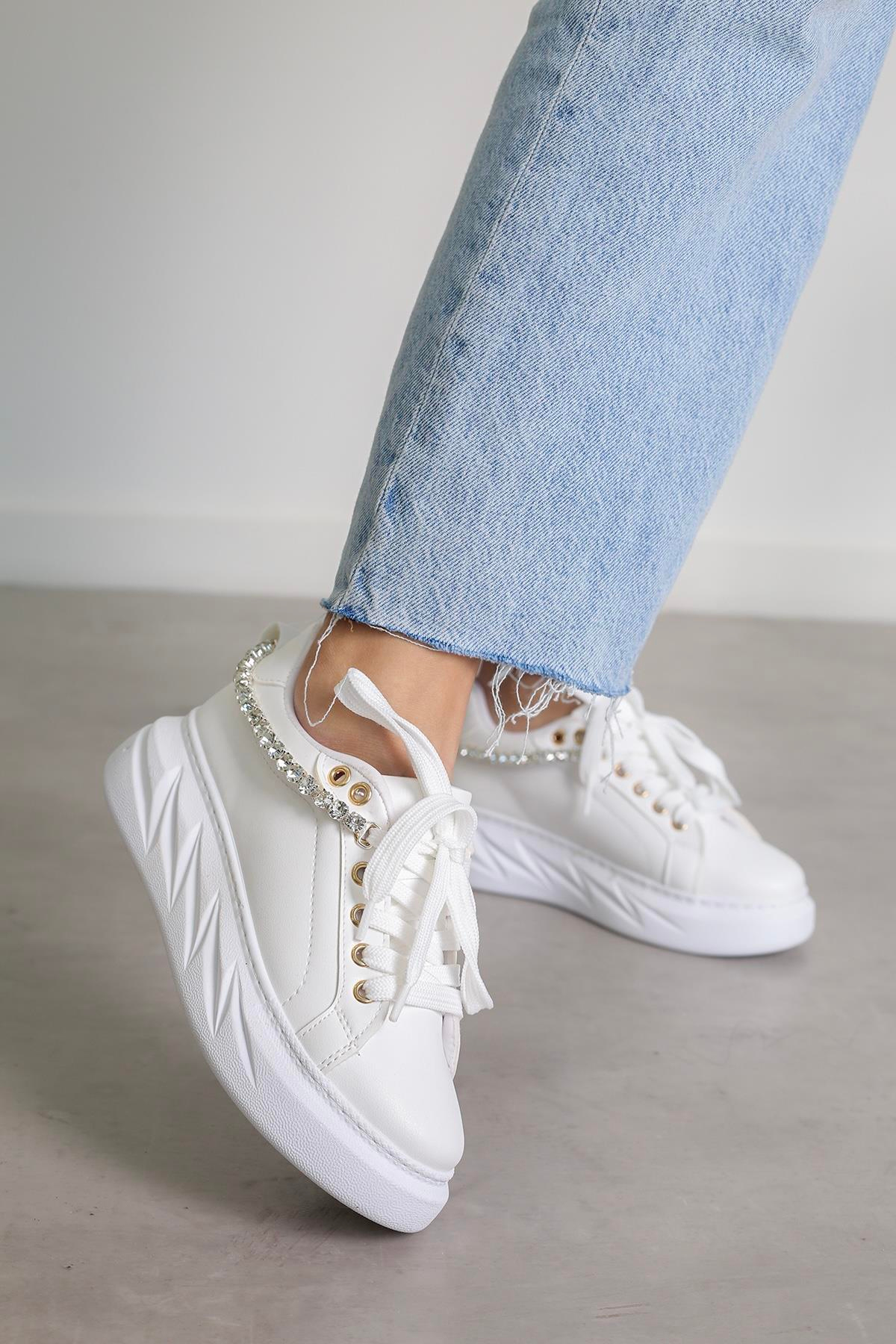 ST818 MODEL4 CM TABANLI TAŞ DETAYLI SPOR AYAKKABI BEY.TAS