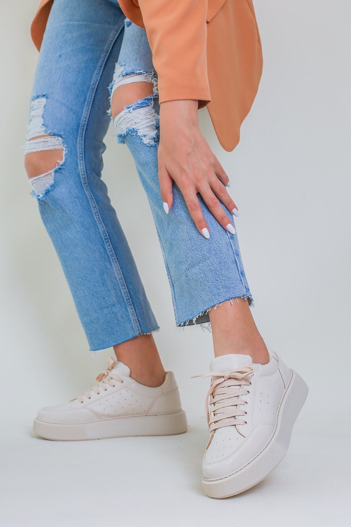Swan Model Yeni Sezon Sneakers Spor Ayakabi Bej
