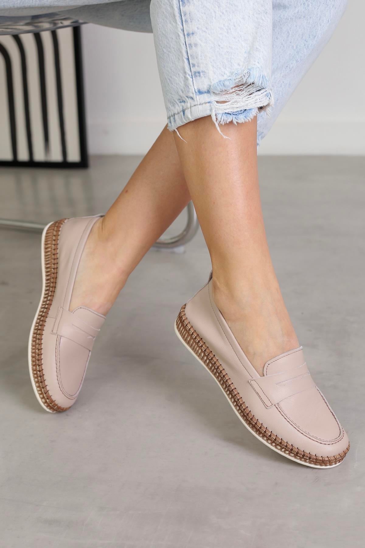 SY28  MODEL 3 CM TABANLI ORTAPEDİK TABANLI %100 ORJİNAL DERİ AYAKKABI BABET LOAFER NUT