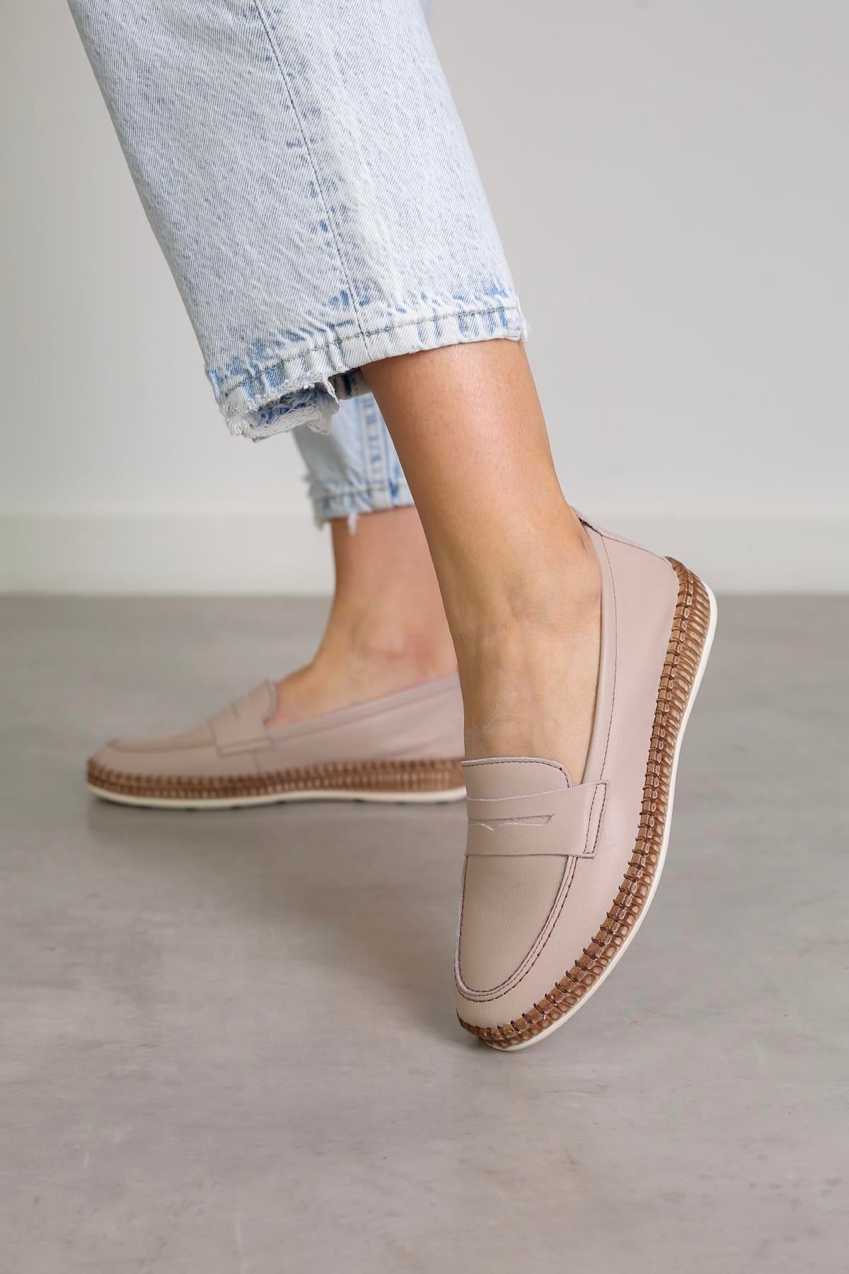 SY28  MODEL 3 CM TABANLI ORTAPEDİK TABANLI %100 ORJİNAL DERİ AYAKKABI BABET LOAFER NUT