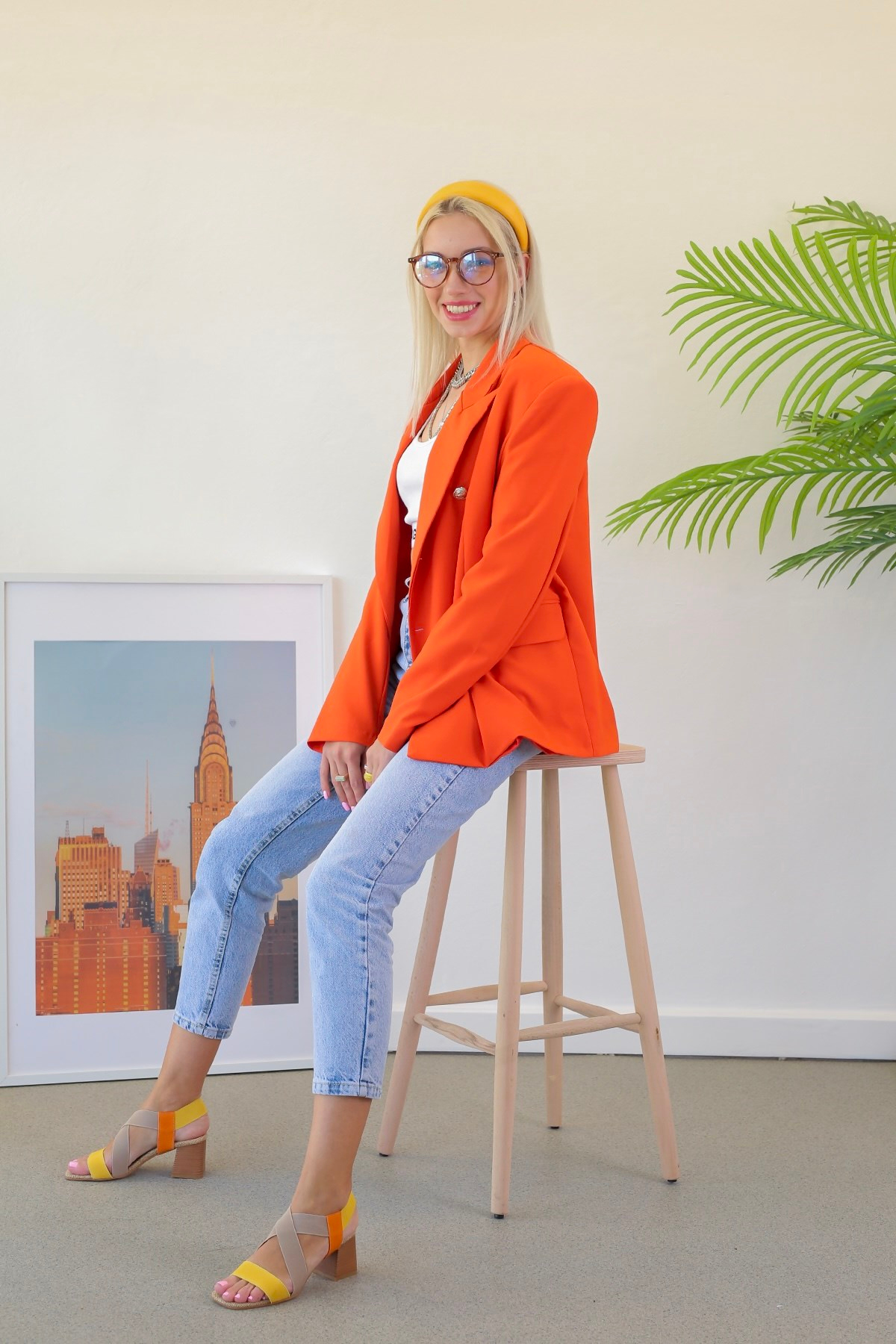 TAUS MODEL 6 CM LASTİKLİ YENİ SEZON TOPUKLU SANDALET TEN SARI