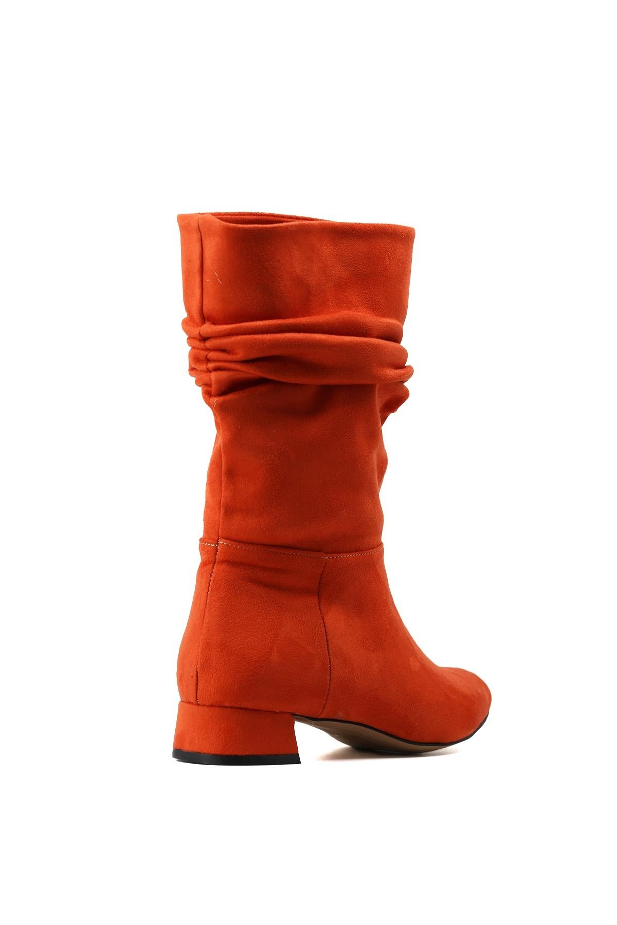 TERESA MODEL 3 CM TOPUKLU YENİ SEZON KISA BOT ORANJ