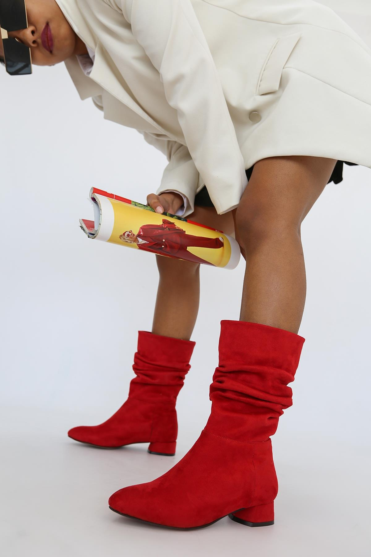 TERESA MODEL 3 CM TOPUKLU YENİ SEZON KISA BOT KIR.SUET