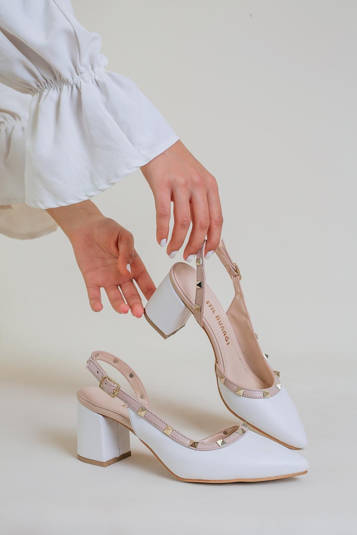 Valentino Model 5 Cm Topuklu Yeni Sezon Ayakkabi Beyaz