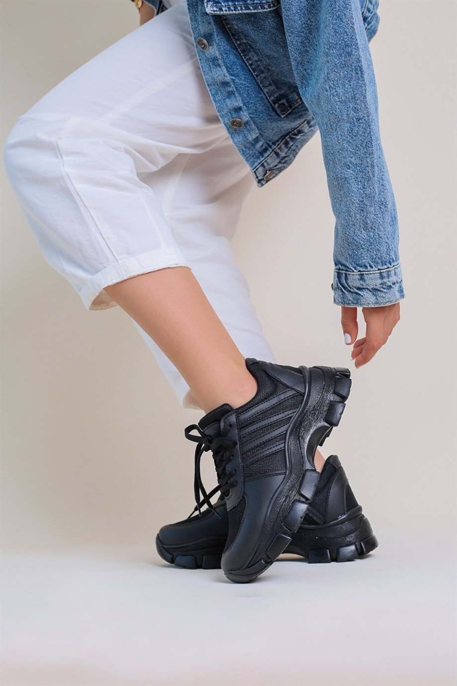 Wake Model 5 Cm Tabanli Yeni Sezon Sneakers Spor Ayakkabi Kömür