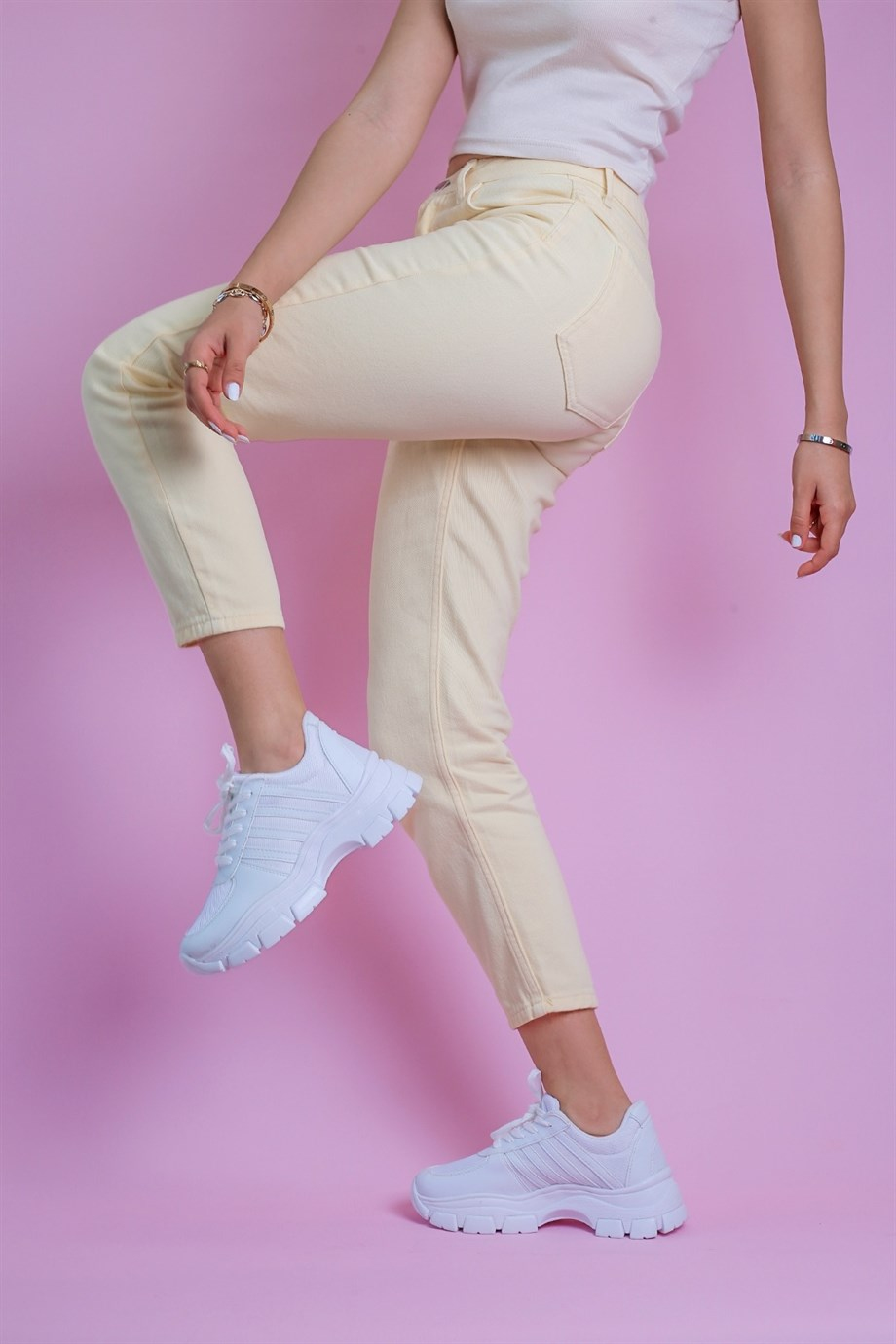 Wake Model 5 Cm Tabanli Yeni Sezon Sneakers Spor Ayakkabi Beyaz