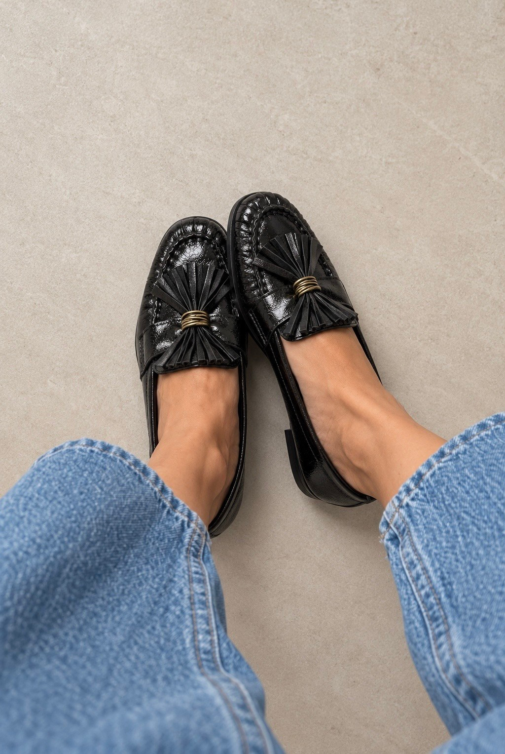 zafira model 1 cm topuklu yeni sezon loafer babet SIY.KIRISK