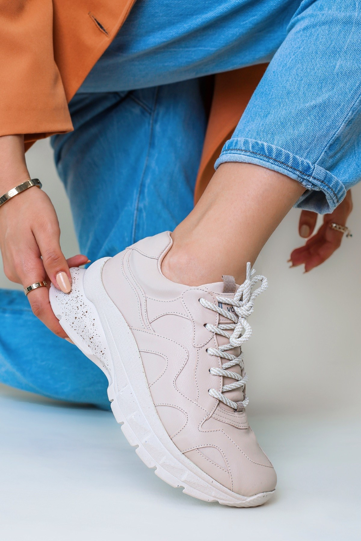 Zeyna Model Yeni Sezon Sneakers Spor Ayakkabi Bej