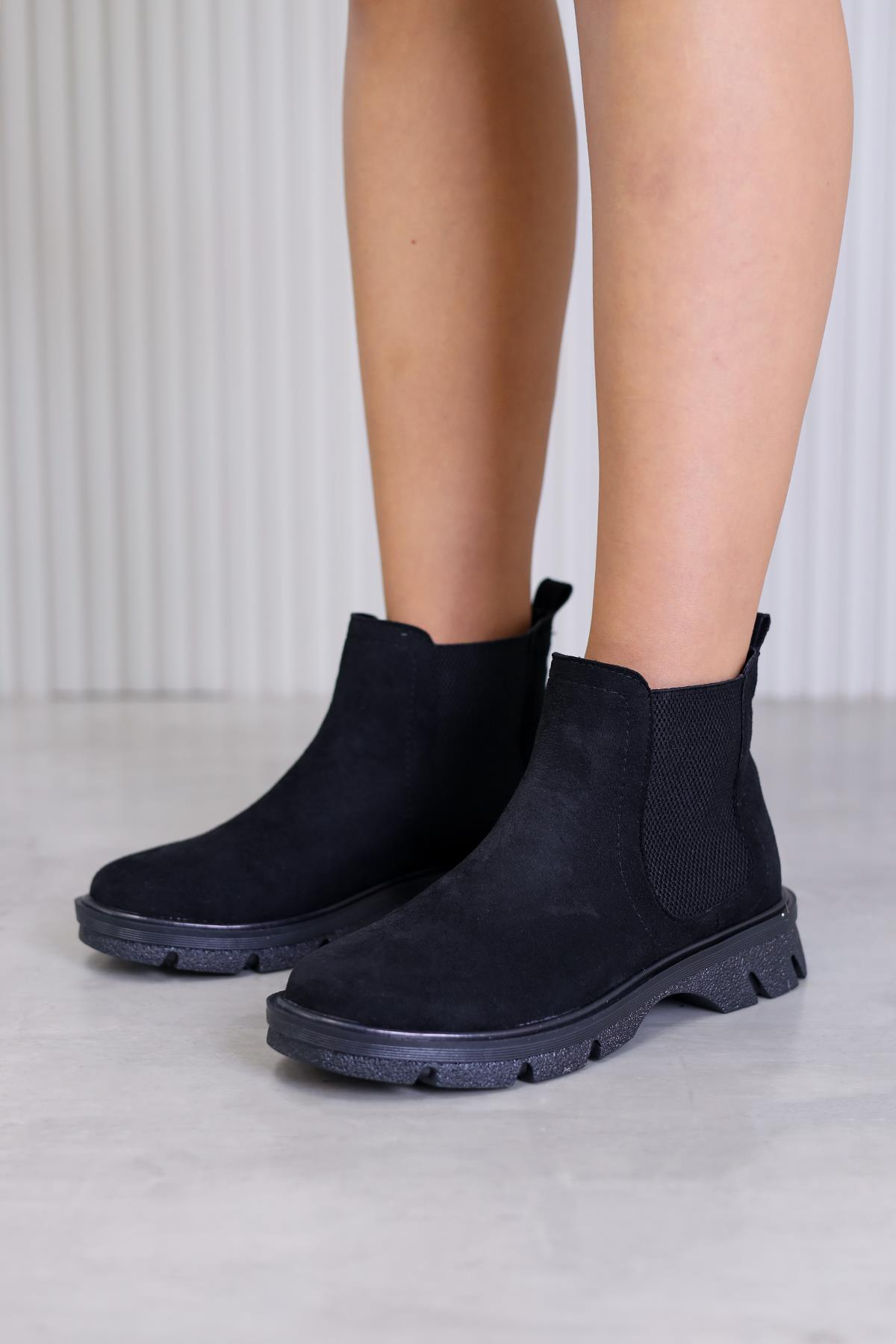 ziw model 2 cm topuklu yeni sezon kısa bot SIY.SUET