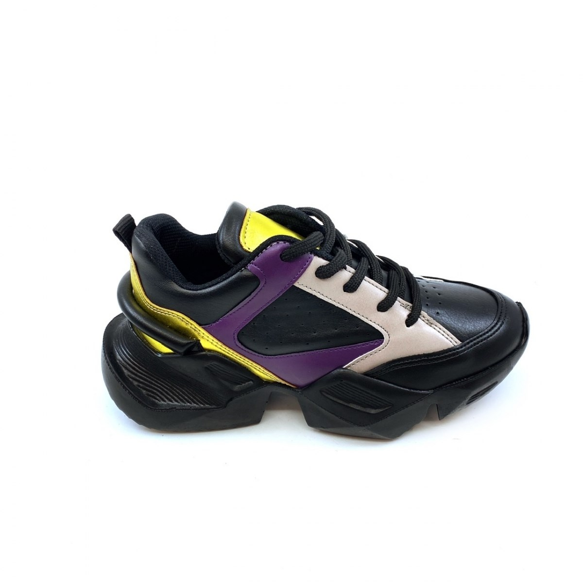 Zoe Model 5Cm Tabanli Sneakers Siy.mor