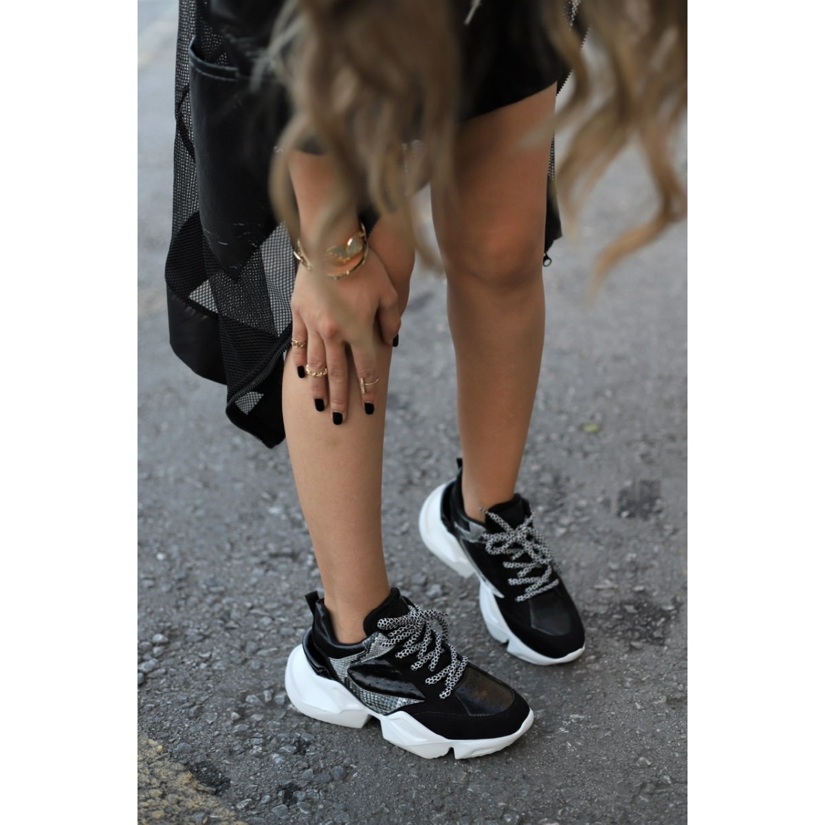 Zoe Model 5Cm Tabanli Sneakers Siy.suet