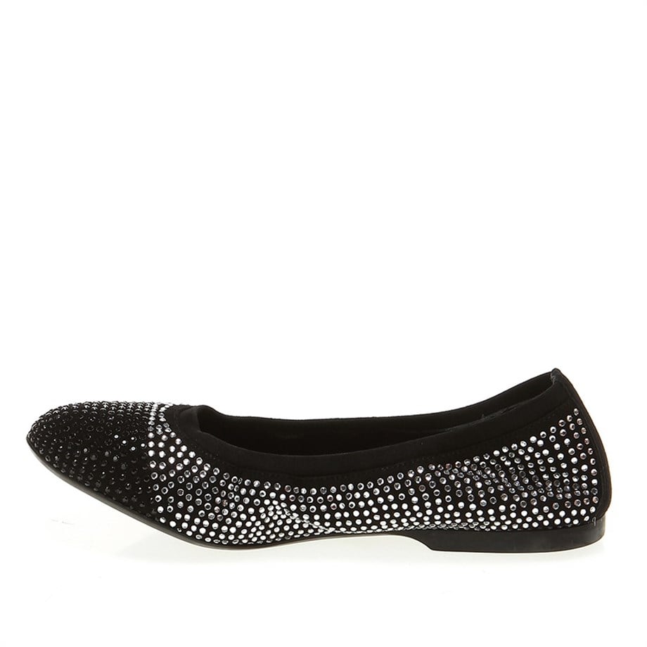 Roberto Botticelli  Kadın Babet LD16301-40 ROBERTO BOTTICELLI CALZ.DONNA BASSE velour nero strass cristal