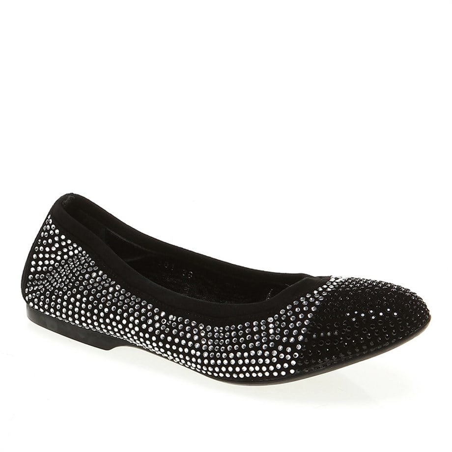 Roberto Botticelli  Kadın Babet LD16301-40 ROBERTO BOTTICELLI CALZ.DONNA BASSE velour nero strass cristal