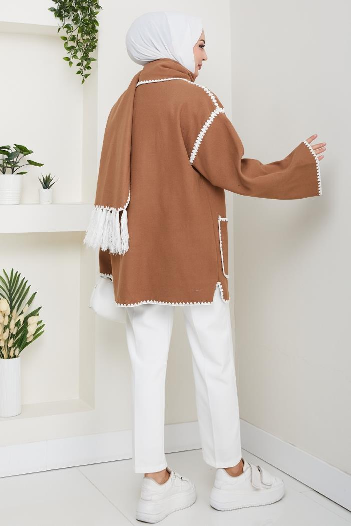 Ahen Atkılı Kaşe Ceket 1593 - Açık Kahve