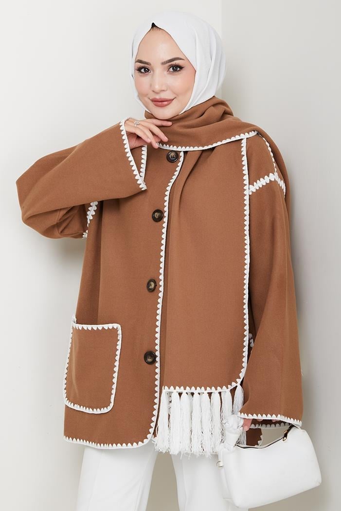 Ahen Atkılı Kaşe Ceket 1593 - Açık Kahve