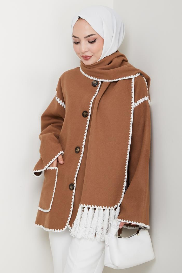 Ahen Atkılı Kaşe Ceket 1593 - Açık Kahve