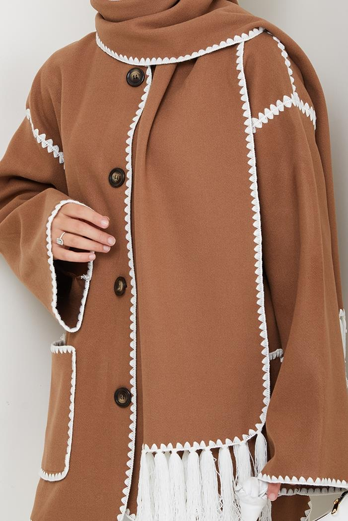 Ahen Atkılı Kaşe Ceket 1593 - Açık Kahve