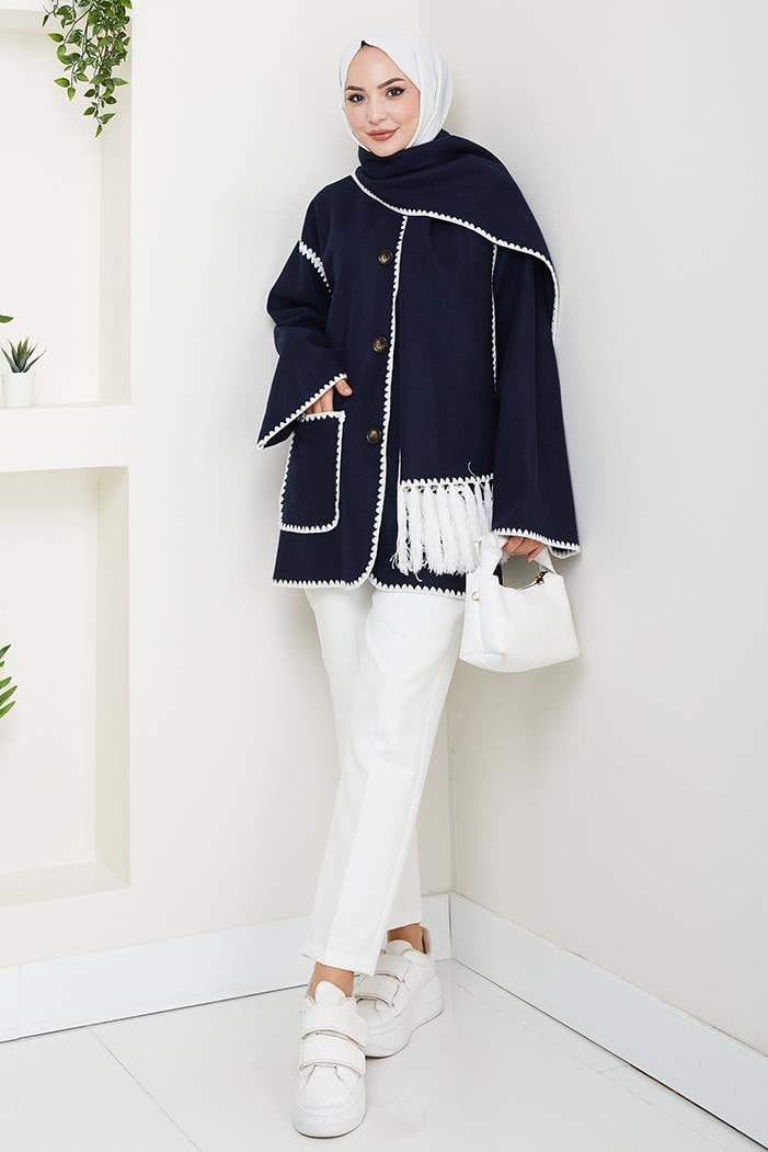 Ahen Atkılı Kaşe Ceket 1593 - Lacivert