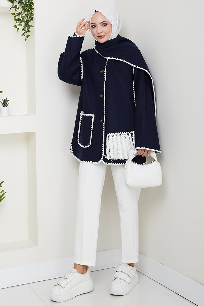 Ahen Atkılı Kaşe Ceket 1593 - Lacivert