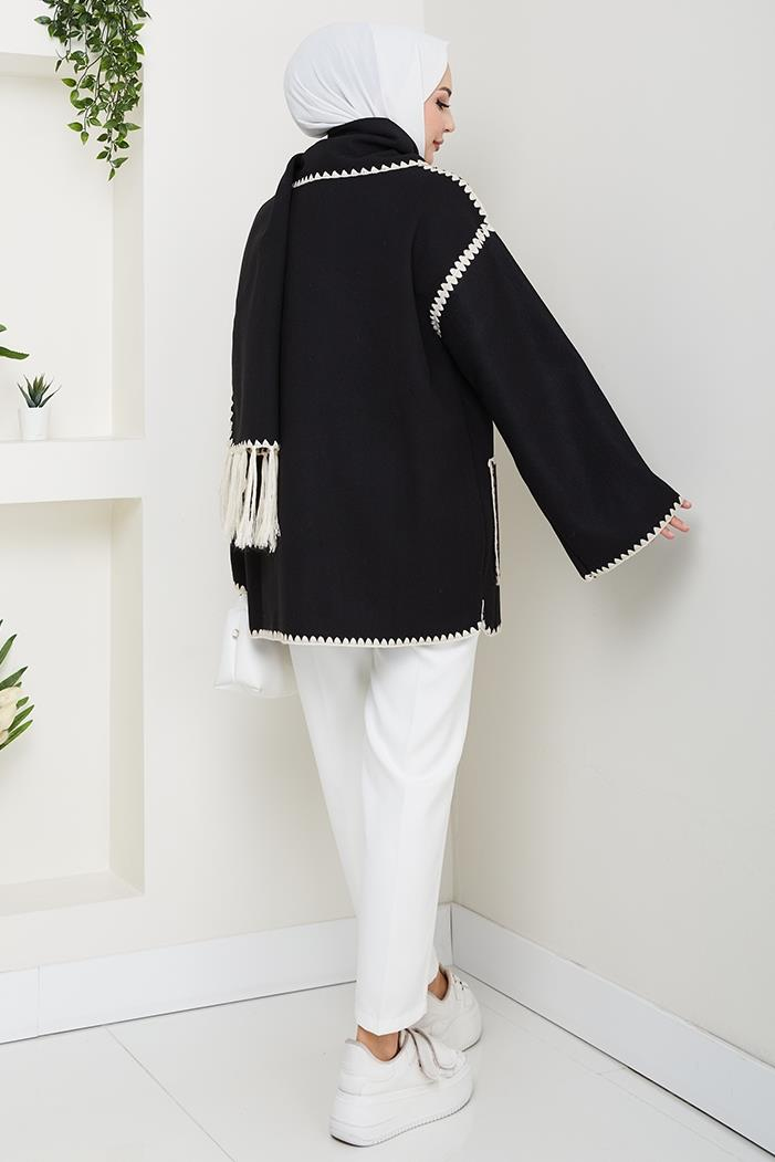 Ahen Atkılı Kaşe Ceket 1593 - Siyah