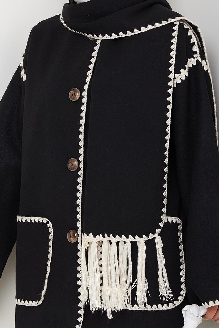 Ahen Atkılı Kaşe Ceket 1593 - Siyah