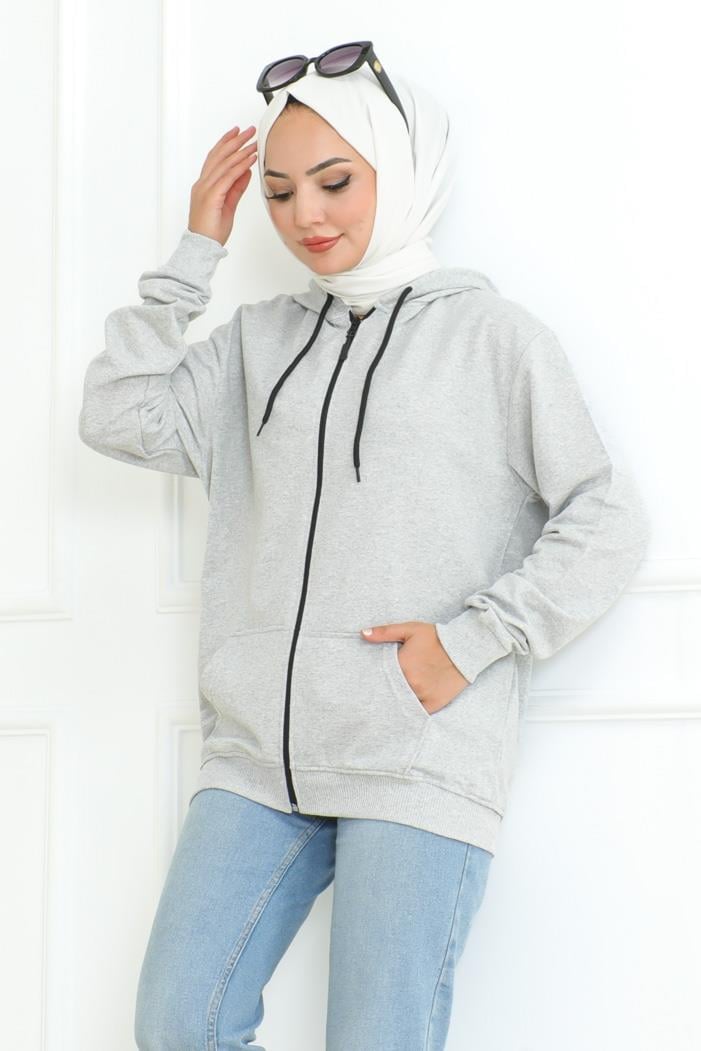 Ahlin Kapüşonlu Sweat 1101 - Gri