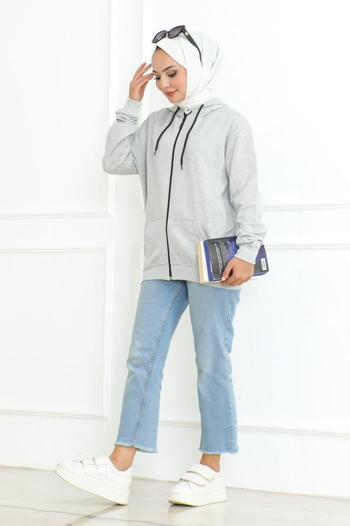 Ahlin Kapüşonlu Sweat 1101 - Gri